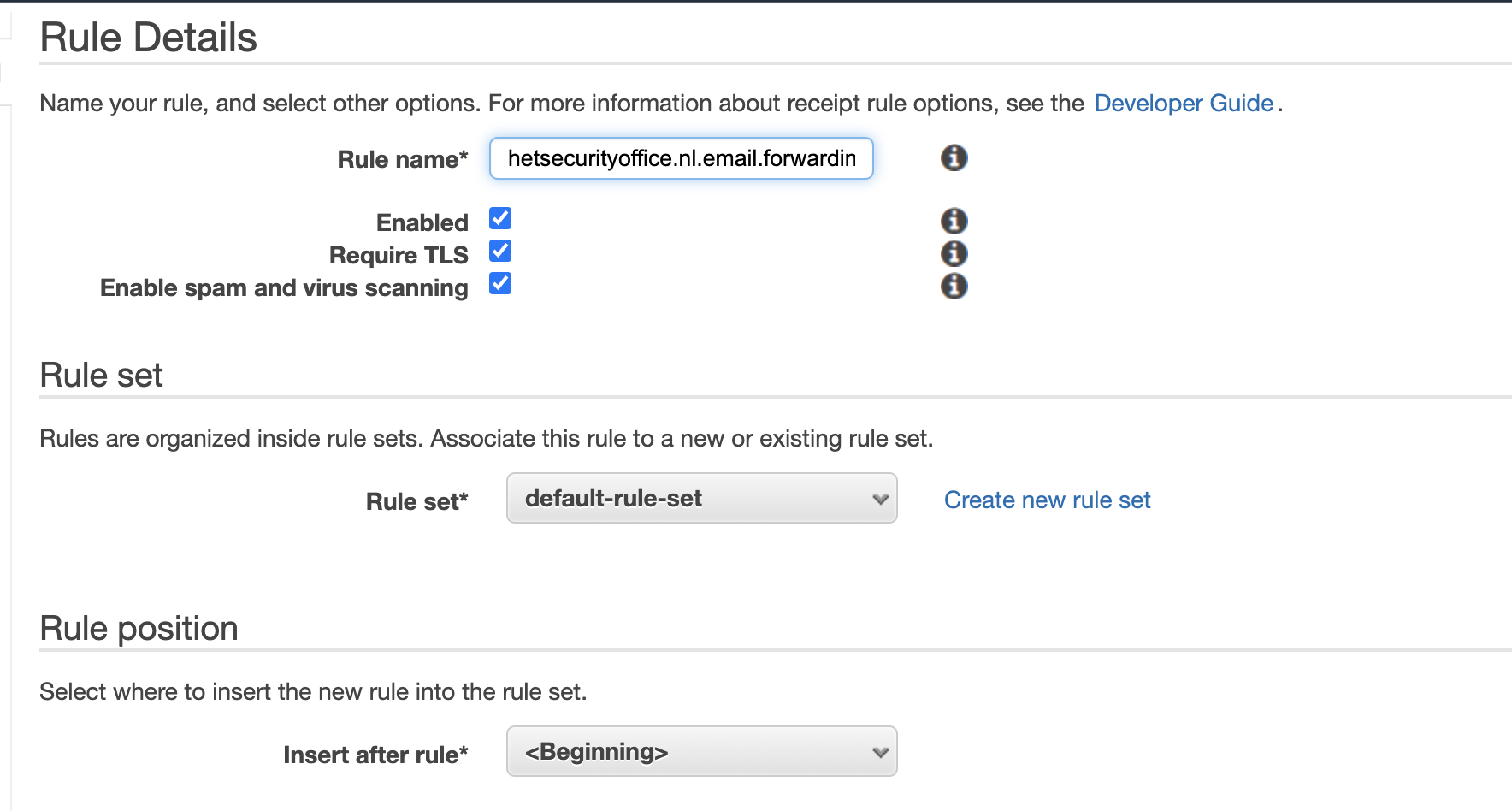 Specify a logical rule name and require TLS